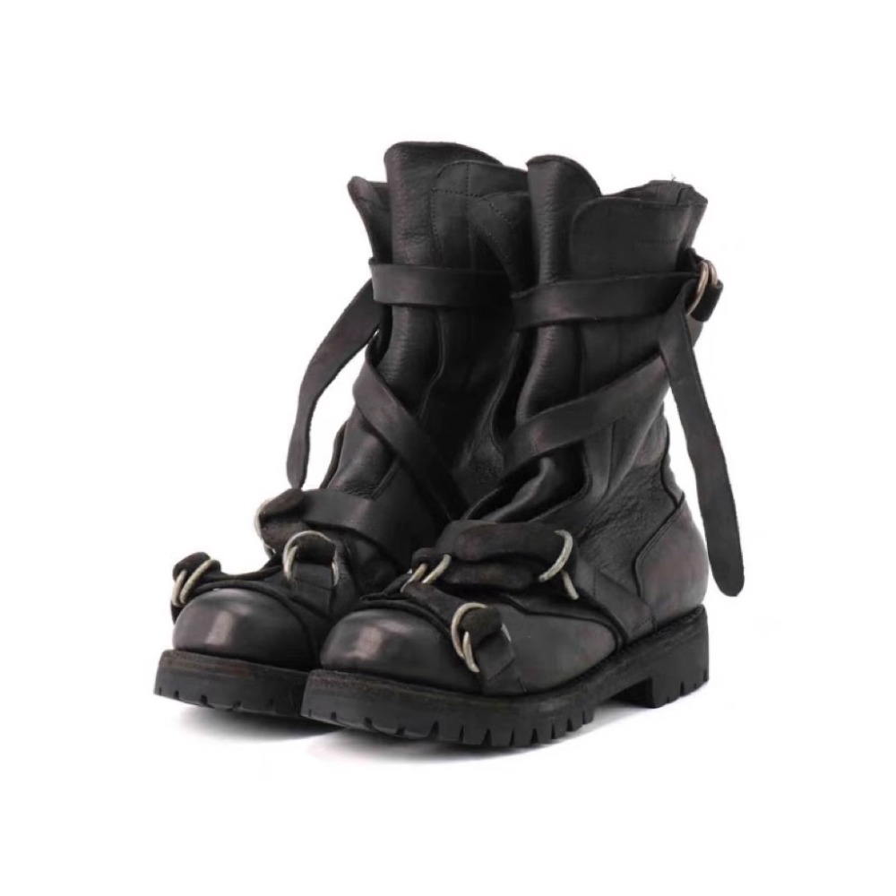 Leather Classic Strap - Botas de couro masculinas para motocicleta,