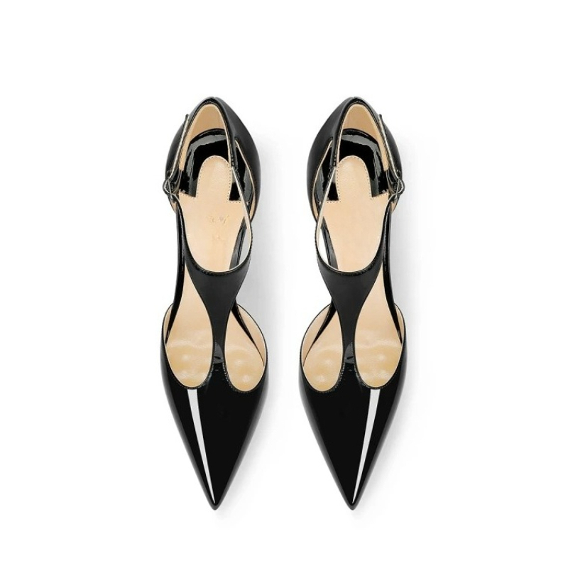 Scarpins Pretos de Salto Agulh - Leather Classic Strap avaliação e preço